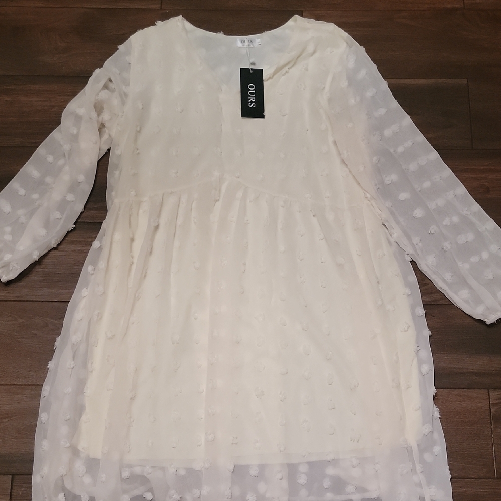 Cream Textured Women's Dress